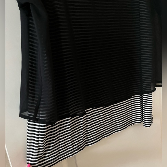 Chico’s Black and White Striped Women's Tank with Polyester Black overlay Large - Picture 5 of 13